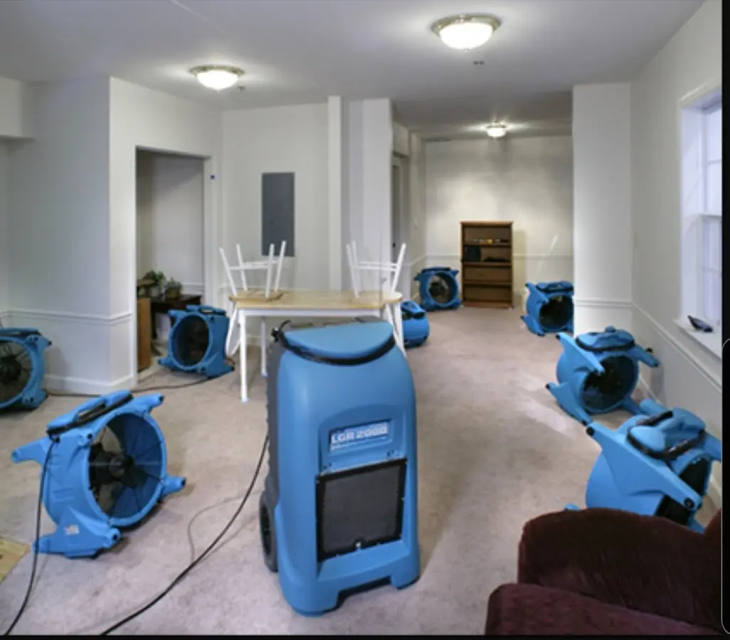 Air movers and dehumidifier setup for Water Extraction & Removal in Lanett